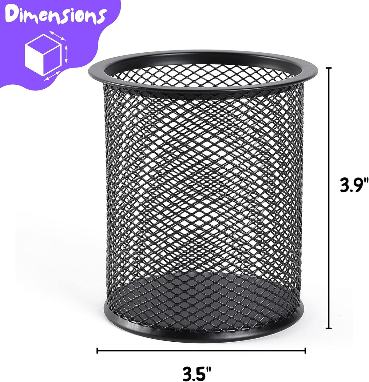 3pcs Metal Mesh Pencil Cup Holder, Black Organizer for Desk, Pen Cups