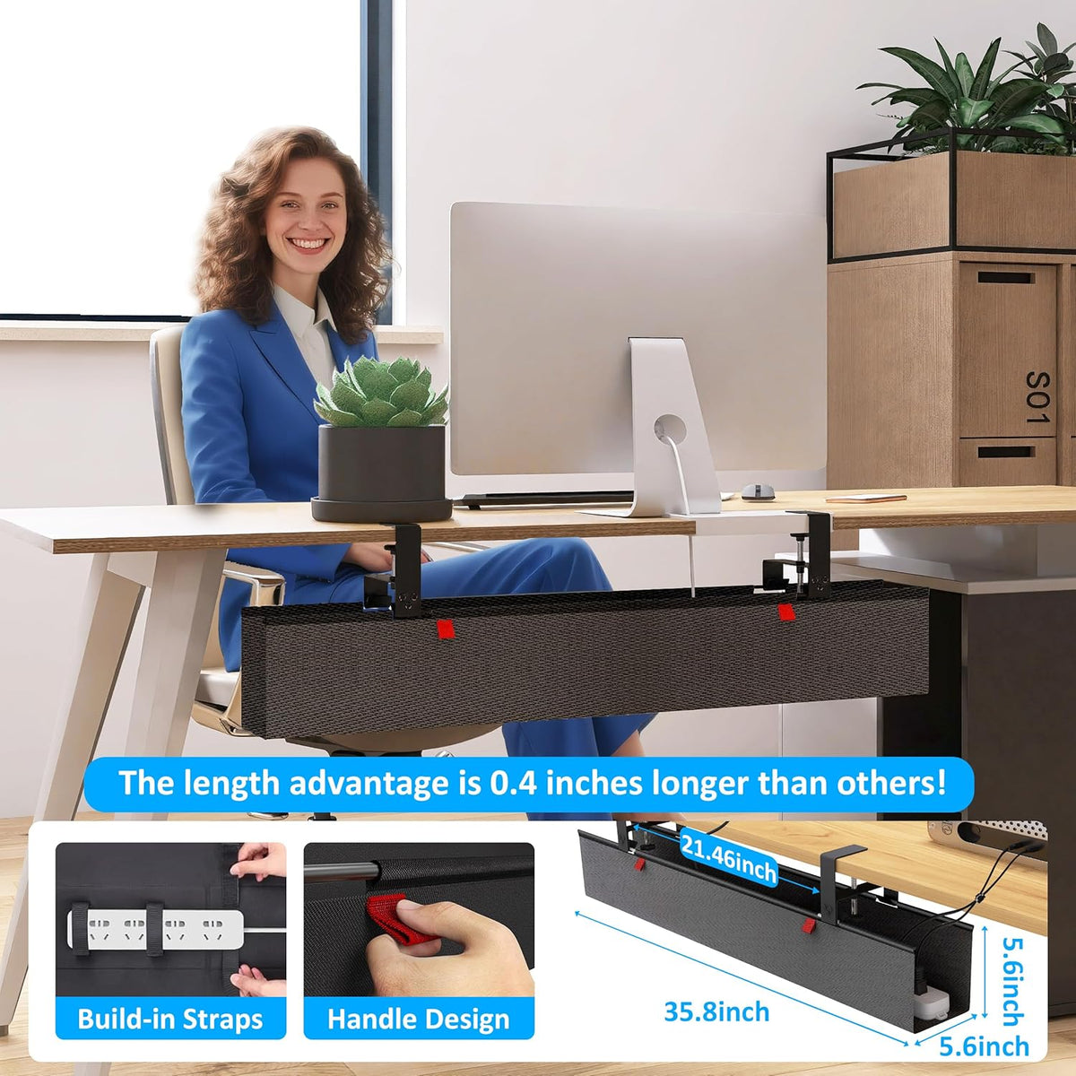 Under Desk Cable Management Tray, 35.8×5.6