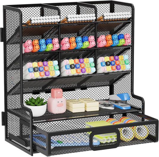 Larger Mesh Desk Organizer with Drawer