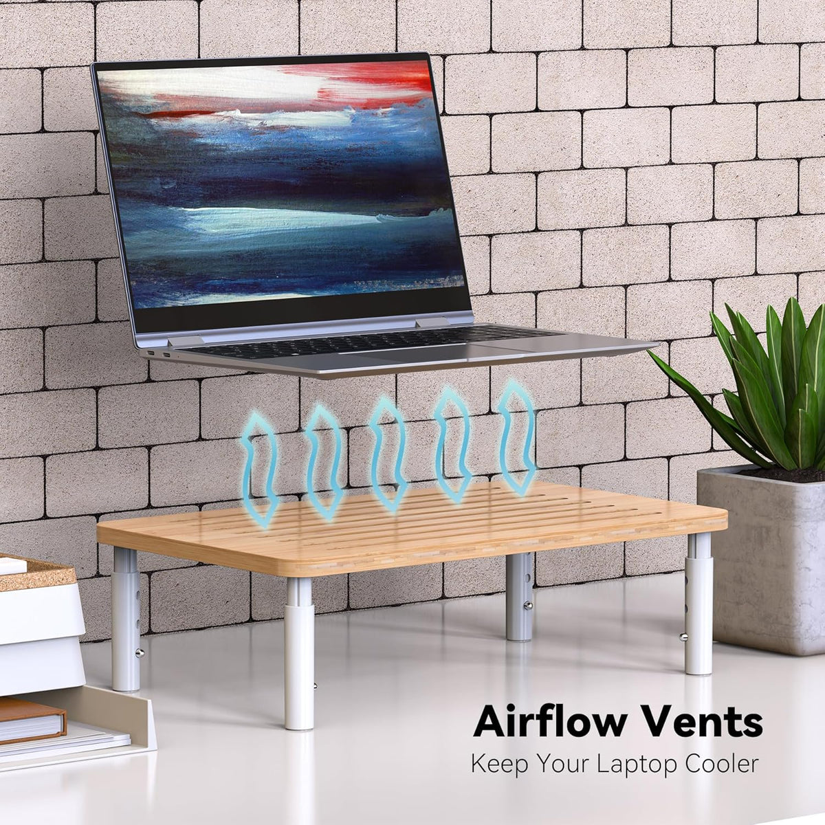 Bamboo Monitor Stand Riser, Natural