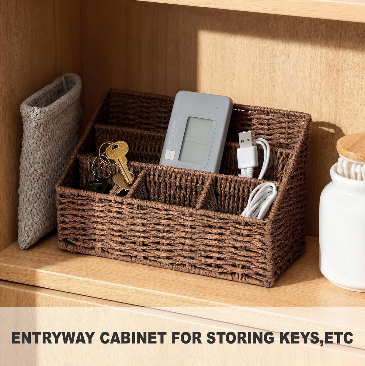 Rattan Desk Organizer, Tabletop Mail Holder