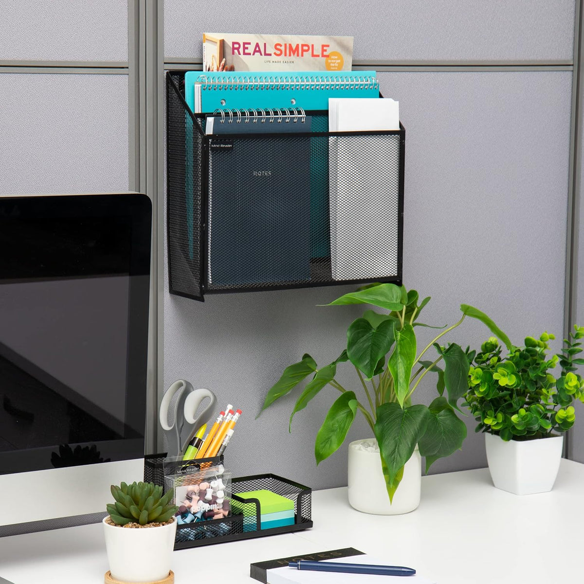 Vertical File Storage, Desktop Organizer, Black, Mesh