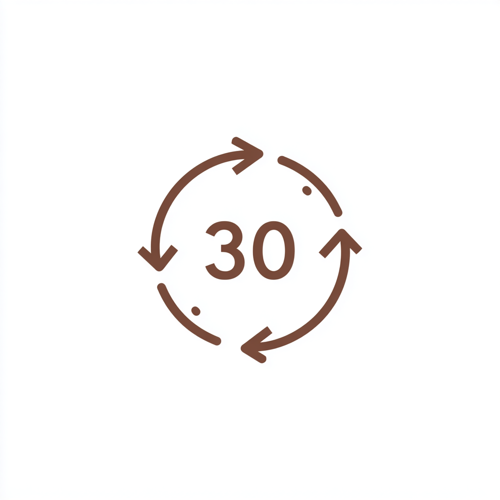 30-day returns circular arrow icon